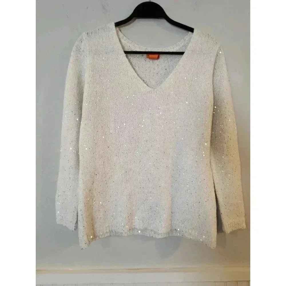 Joe Fresh Knit Sequin White Sweater